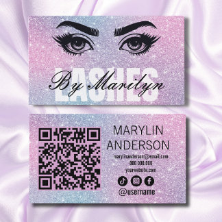 Elegant Rainbow Glitter Gradient Lash Scannable Business Card
