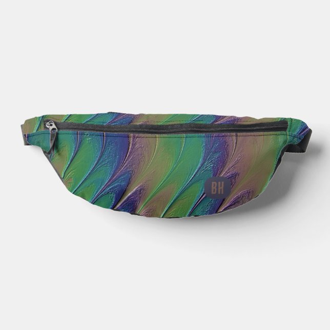 Elegant Rainbow Iridescent Abstract Gold Glitter Fanny Pack (Lay Down)