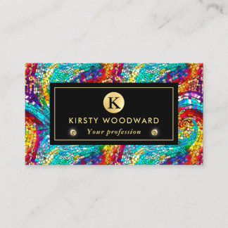 Elegant Rainbow Jewel Tone Mosaic Glass Pattern Business Card