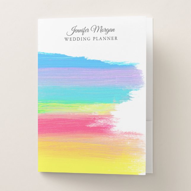 Elegant Rainbow LGBTQ Personalized Wedding Planner Pocket Folder (Front)