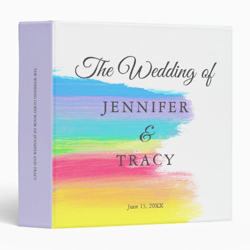 Elegant Rainbow LGBTQ Wedding Keepsake Photo Album 3 Ring Binder