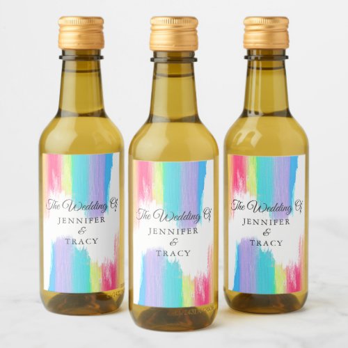 Elegant Rainbow LGBTQ Wedding Personalized Mini Wine Label