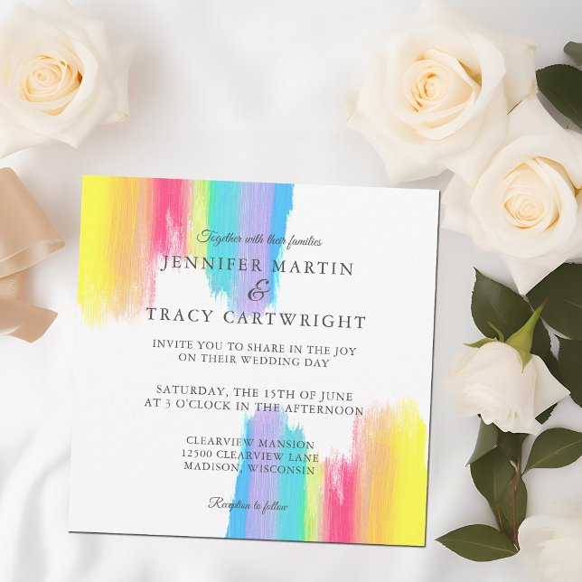 Elegant Rainbow Modern Colorful LGBTQ Wedding Invitation (Creator Uploaded)