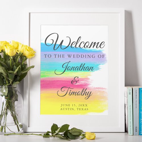 Elegant Rainbow Modern LGBT Welcome to our Wedding Poster