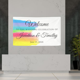 Elegant Rainbow Modern Welcome to Our Wedding Banner