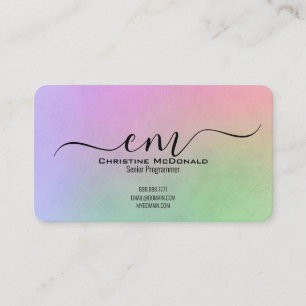 Elegant Rainbow Monogram Business Cards - Rounded 