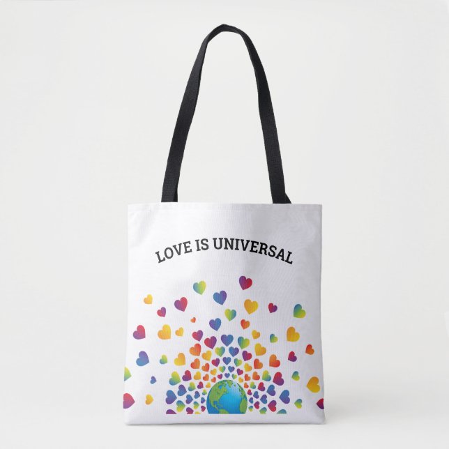 Elegant Rainbow of Hearts Design Tote Bag (Front)