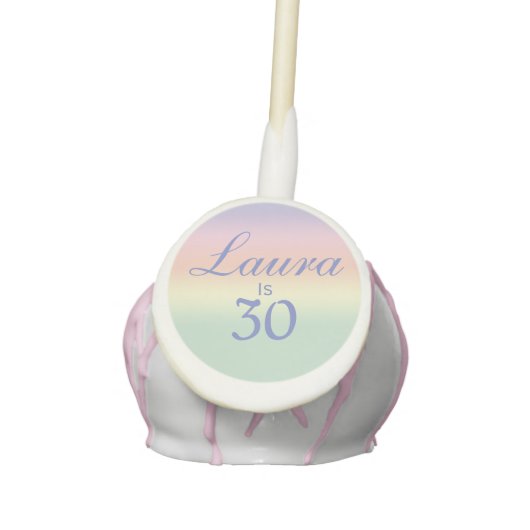 Elegant Rainbow Pastel 30th Birthday Celebration Cake Pops (Front)
