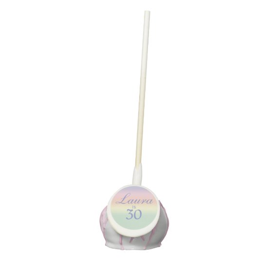 Elegant Rainbow Pastel 30th Birthday Celebration Cake Pops (Front)