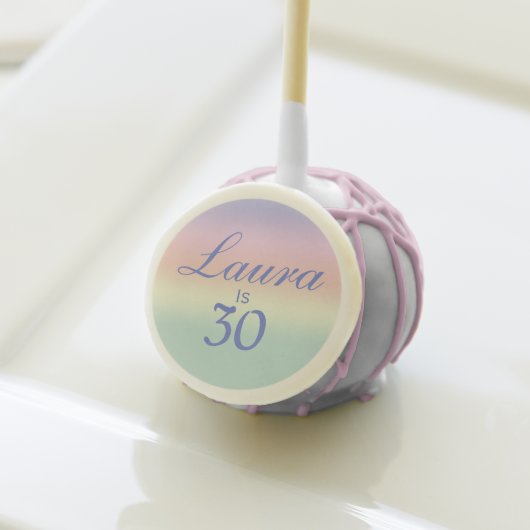 Elegant Rainbow Pastel 30th Birthday Celebration Cake Pops (Front Insitu)