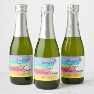 Elegant Rainbow Personalized Bridal Shower Mini Sparkling Wine Label