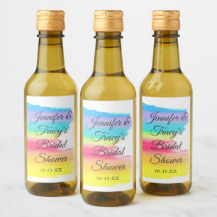 Elegant Rainbow Personalized Bridal Shower Mini Wine Label