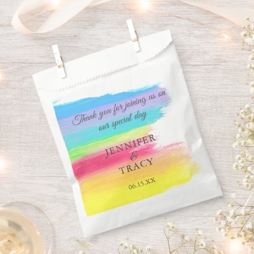 Elegant Rainbow Personalized Colorful Wedding Favor Bag