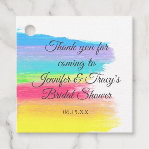 Elegant Rainbow Personalized Lesbian Bridal Shower Favor Tags