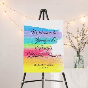 Elegant Rainbow Personalized Lesbian Bridal Shower Foam Board