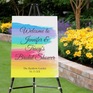 Elegant Rainbow Personalized Lesbian Bridal Shower Foam Board