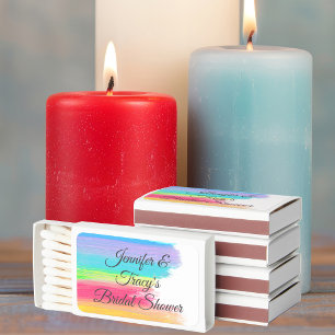 Elegant Rainbow Personalized Lesbian Bridal Shower Matchboxes