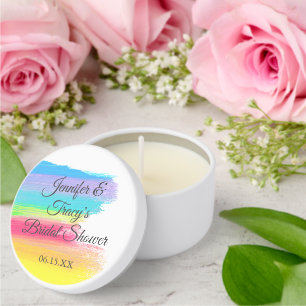 Elegant Rainbow Personalized Lesbian Bridal Shower Mini Candle Favors