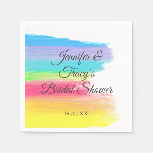 Elegant Rainbow Personalized Lesbian Bridal Shower Napkins