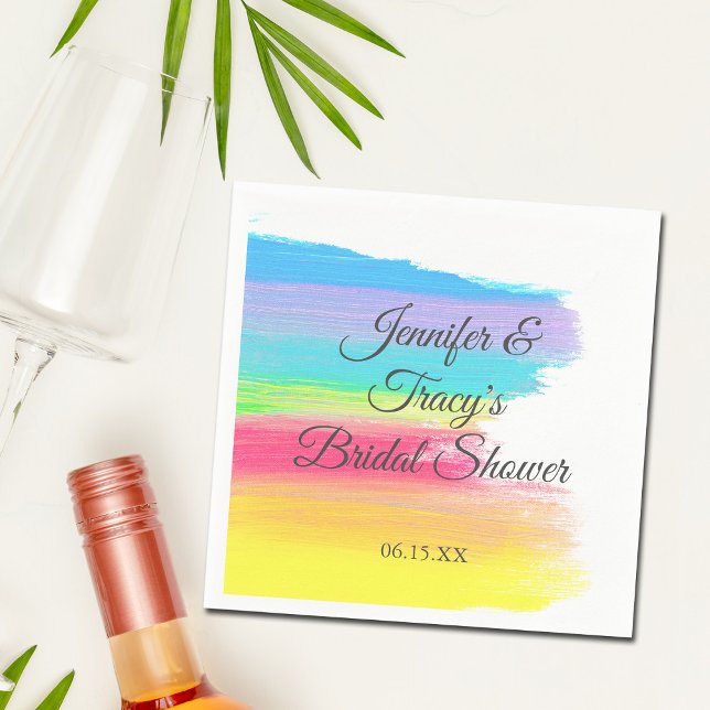 Elegant Rainbow Personalized Lesbian Bridal Shower Napkins (Creator Uploaded)