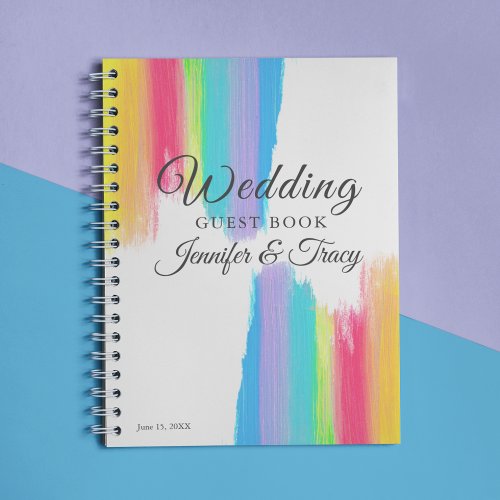 Elegant Rainbow Personalized LGBTQ Wedding Guest Notebook