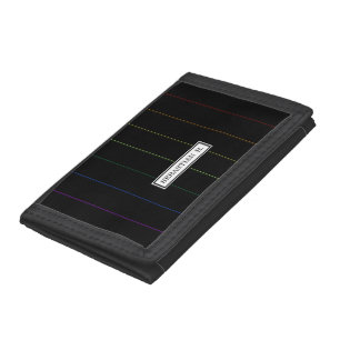 Elegant Rainbow Pinstripes Custom Name Trifold Wallet