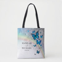 Elegant Rainbow Silver and Blue Butterfly Wedding