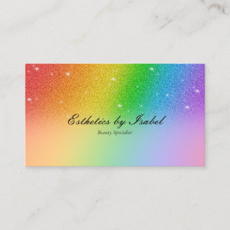 Elegant Rainbow Sparkle Esthetician Business Card
