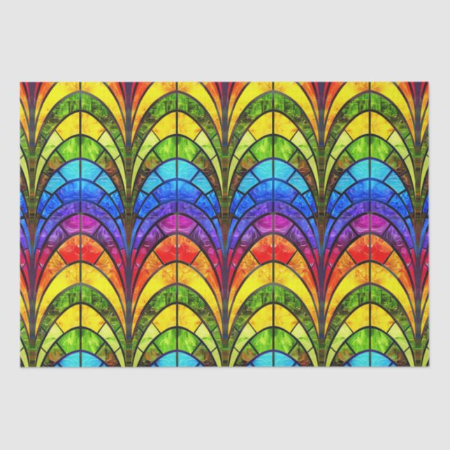 Elegant Rainbow Stained Glass Pattern Tissue Paper (Front)