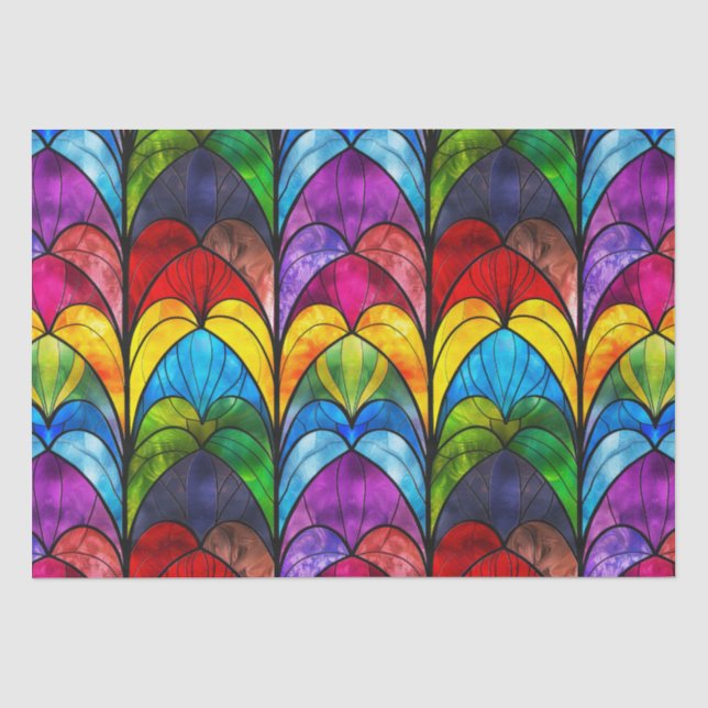 Elegant Rainbow Stained Glass Pattern Tissue Paper (Front)