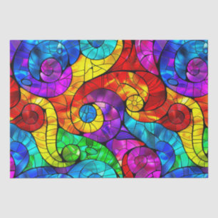 Elegant Rainbow Stained Glass Pattern Tissue Paper