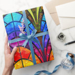 Elegant Rainbow Stained Glass Pattern Wrapping Paper<br><div class="desc">Elegant Rainbow Stained Glass Pattern with blue,  yellow,  green,  pink and red colours</div>