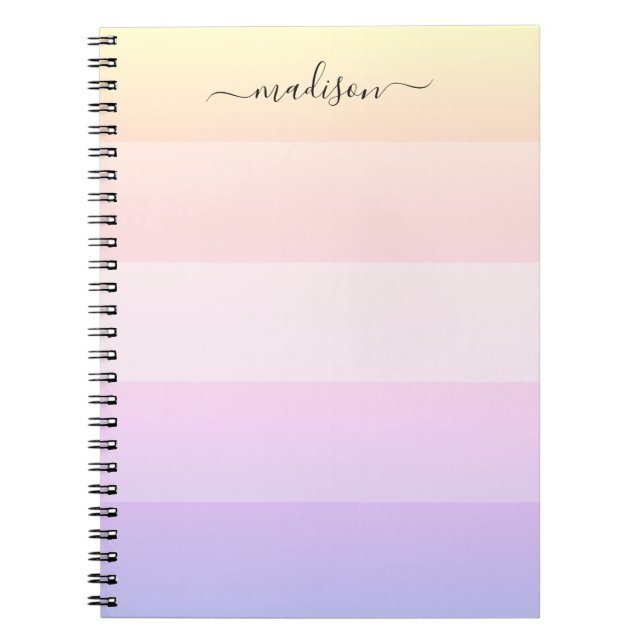 Elegant rainbow striped name notepad notebook (Front)