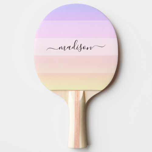 Elegant rainbow striped name  ping pong paddle