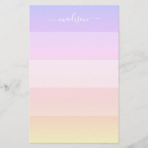 Elegant rainbow striped name stationery