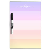 Elegant rainbow striped script name dry erase board