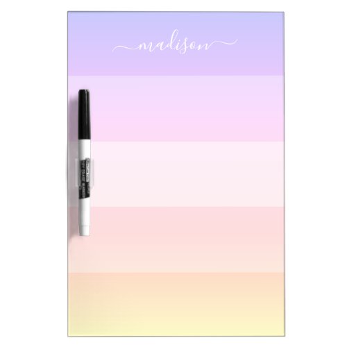 Elegant rainbow striped script name dry erase board