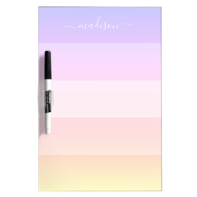 Elegant rainbow striped script name dry erase board (Front)