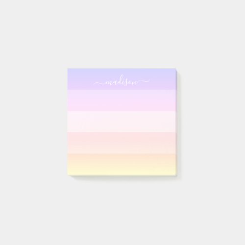 Elegant rainbow striped script name notes