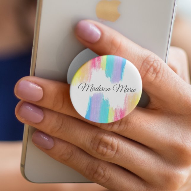 Elegant Rainbow Watercolor Personalized LGBT Pride PopSocket (Creator Uploaded)