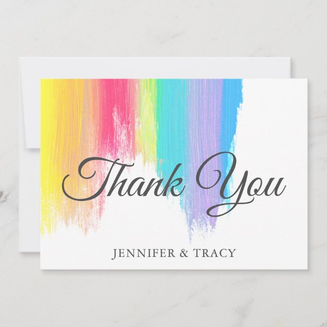 Elegant Rainbow Watercolor Thank You Card (Front)