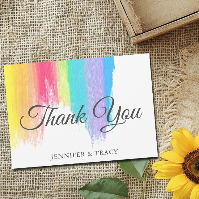 Elegant Rainbow Wedding Custom Thank You Card (Creator Uploaded)