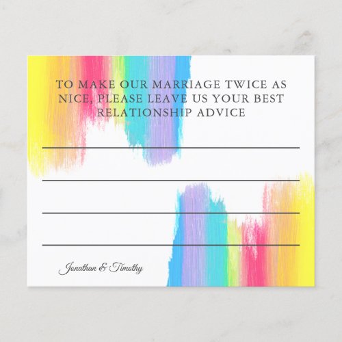 Elegant Rainbow Wedding Marriage Advice Sheet