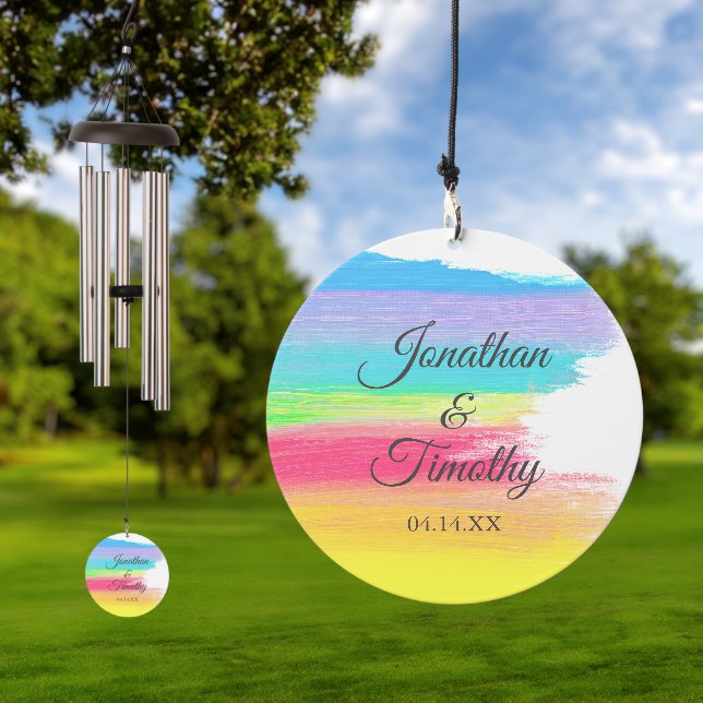 Elegant Rainbow Wedding Personalized Keepsake Wind Chime (Outdoor)
