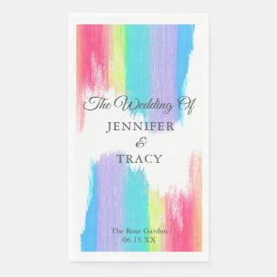 Elegant Rainbow Wedding Personalized Paper Guest Towels