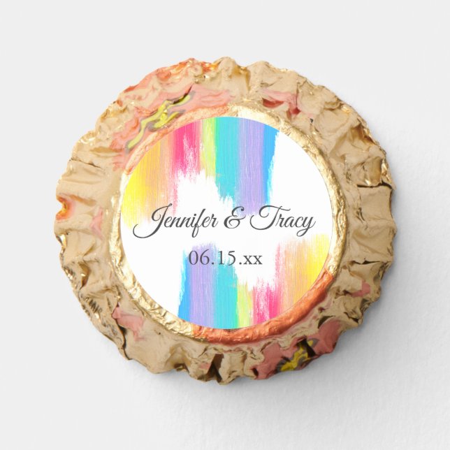 Elegant Rainbow Wedding Personalized Reese's Peanut Butter Cups (Front)