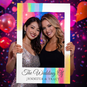 Elegant Rainbow Wedding Personalized Selfie Frame