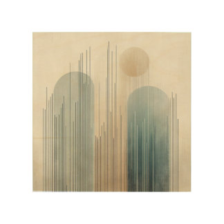 Elegant Rainfall Stripes in Earthy Modern Tones Wood Wall Art