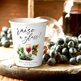Elegant Raise a Glass Watercolor Wine Tasting Paper Cups