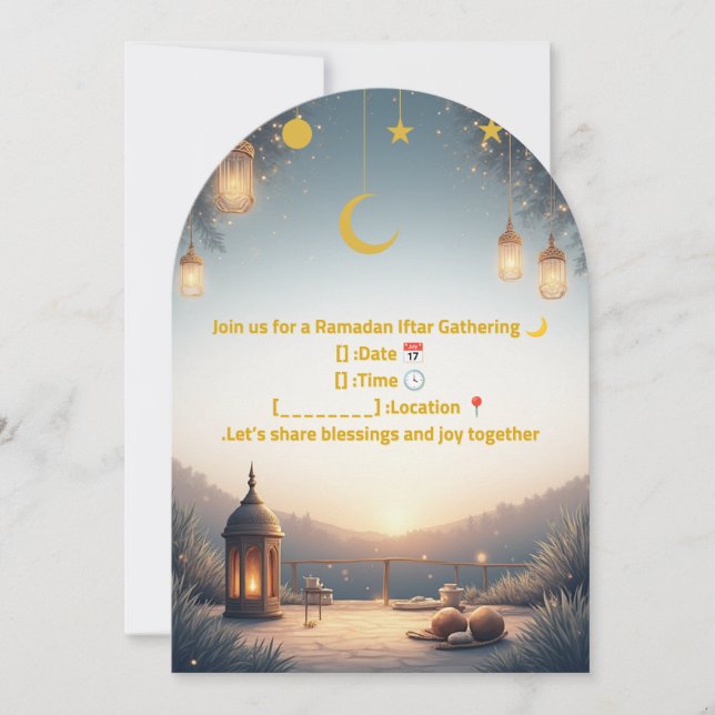 Elegant Ramadan Iftar Invitation 🌙 Gold & Navy Is (Front)